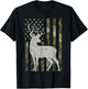 Whitetail Buck Deer Hunting Camouflage USA Flag 4th of July T-Shirt - T-Shirt | Black