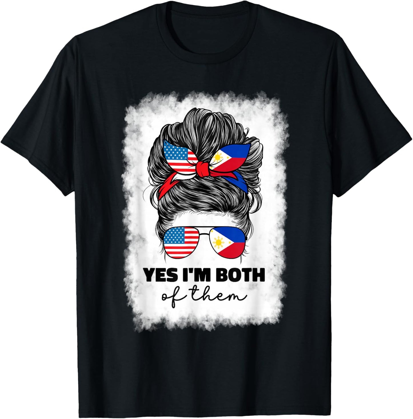 Half Filipino And American America Philippines Usa Flag Girl T-Shirt - T-Shirt | Black