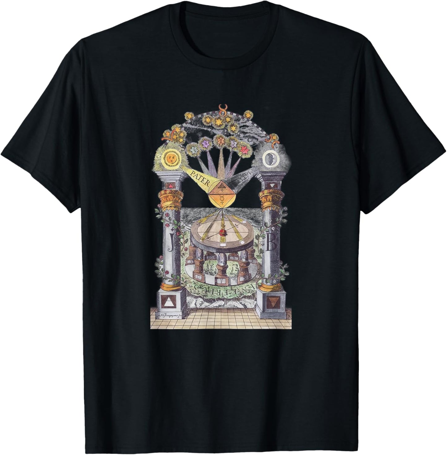 Masonic columns of Jachin and Boas T-Shirt - T-Shirt | Black