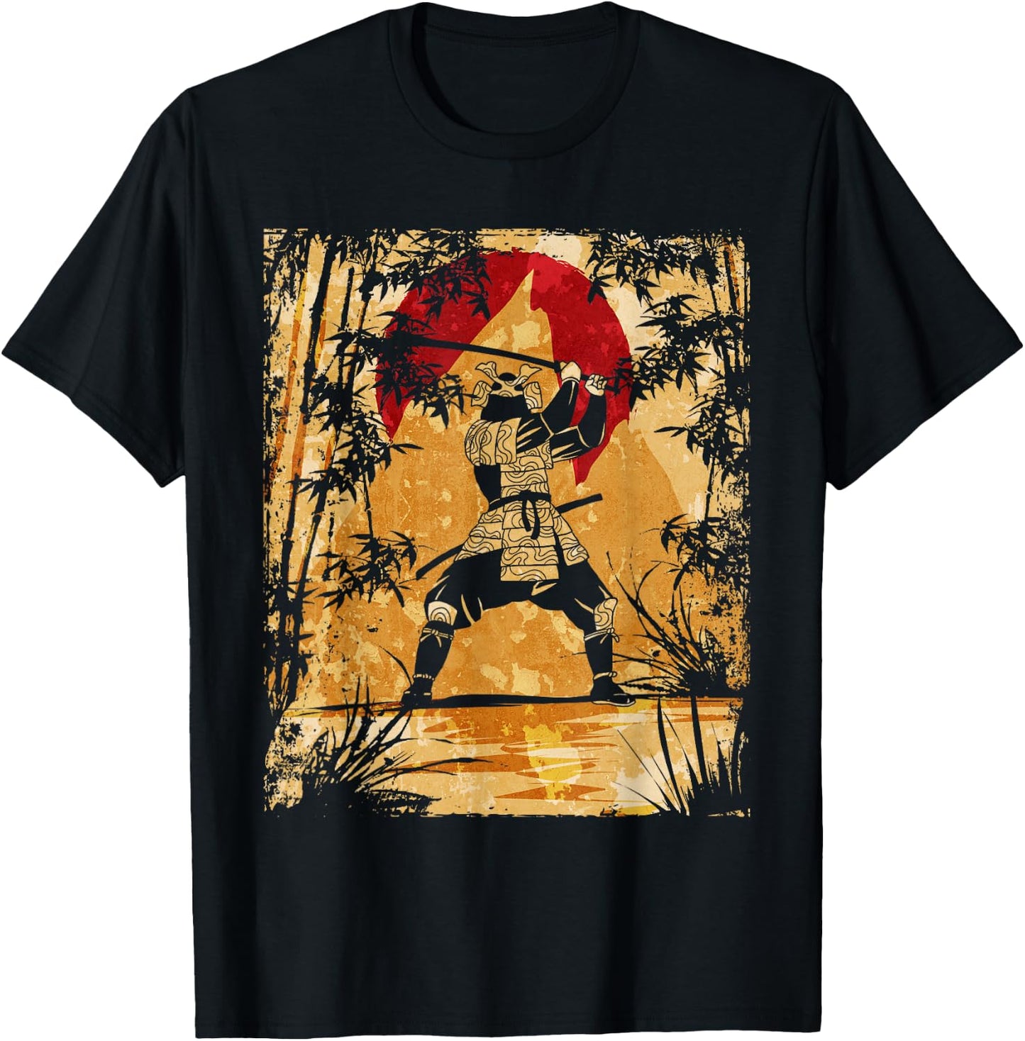 Samurai Japanese Art Vintage Fighter Retro T-Shirt - T-Shirt | Black