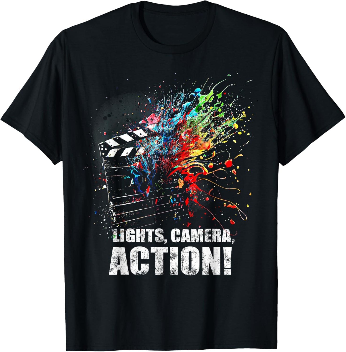 Lights Camera Action Movie Director Movie Clapper Board T-Shirt - T-Shirt | Black