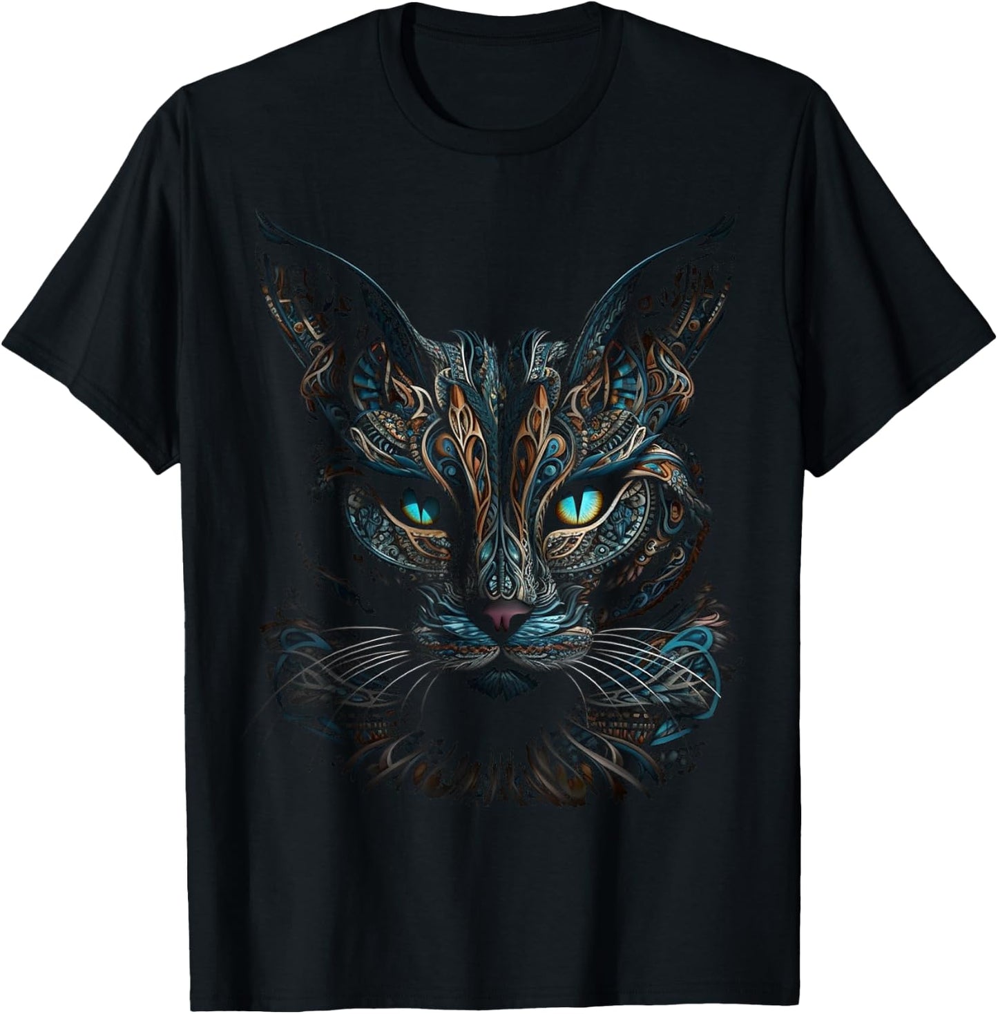 Cat Pet Animal Art - Blue Eyes Artwork Cat Women Kids T-Shirt - T-Shirt | Black