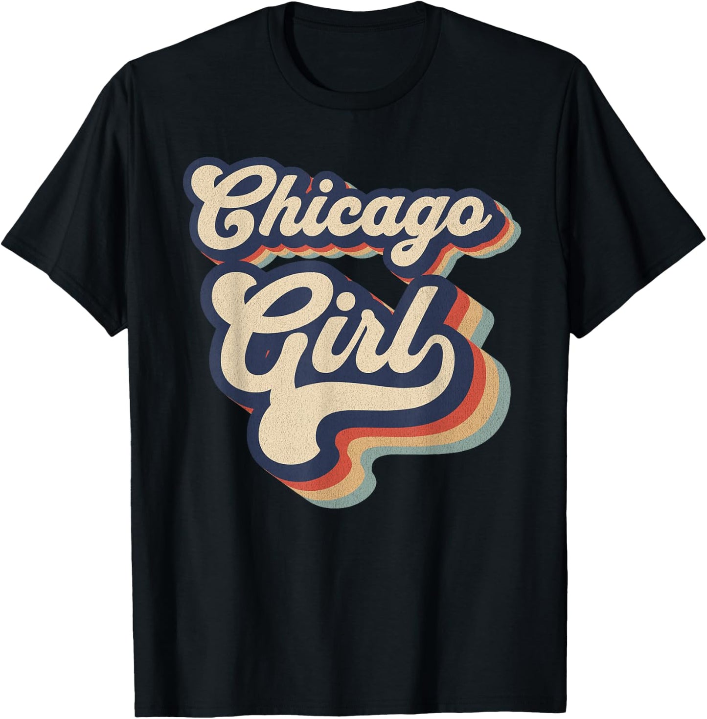 Vintage Design For Girls From Chicago Illinois T-Shirt - T-Shirt | Black
