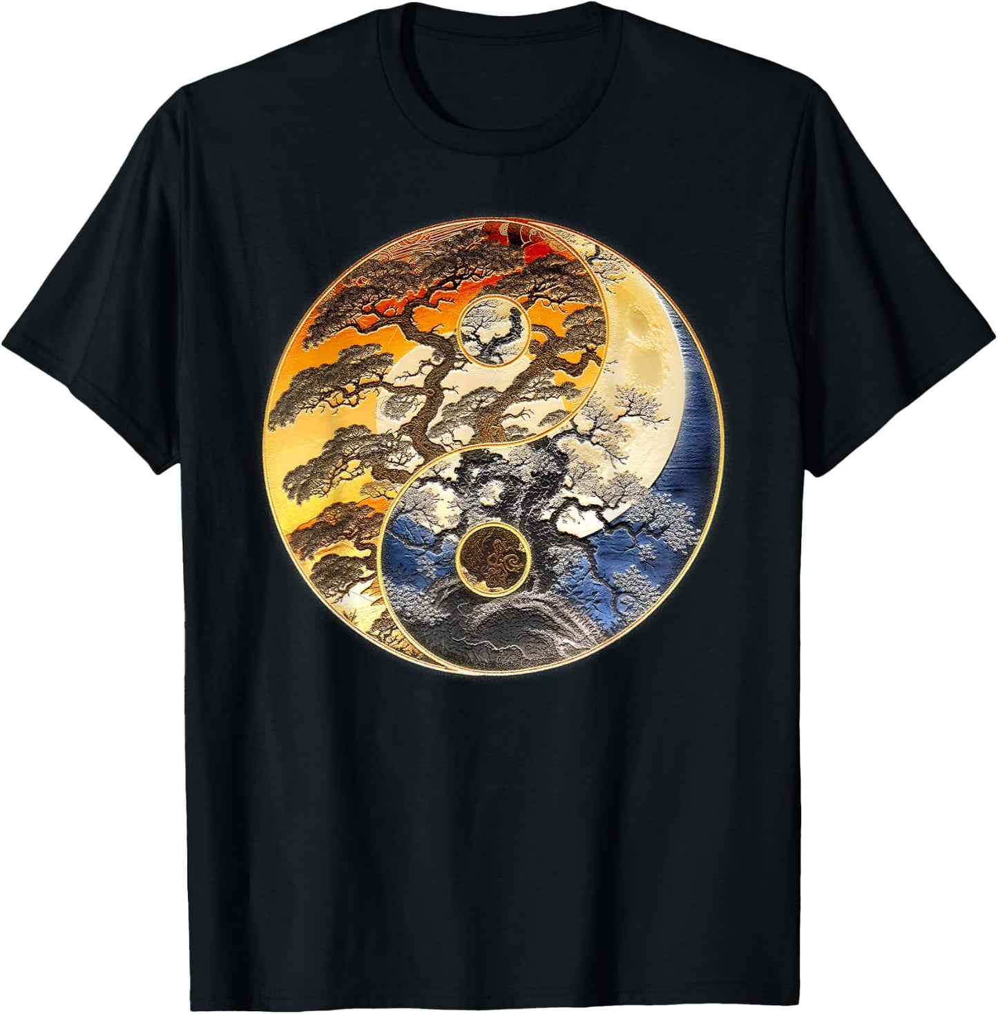 Yin Yang Tree of Life Moon Sun Duality T-Shirt - T-Shirt | Black