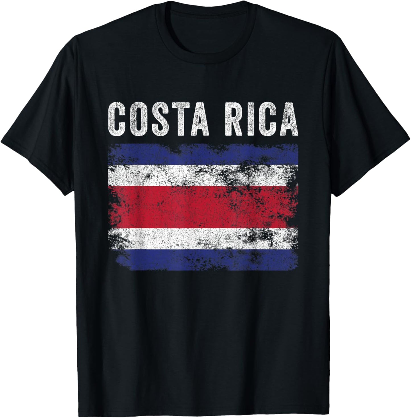 Costa Rica Flag Distressed - Men Women - Costa Rican Flag T-Shirt - T-Shirt | Black