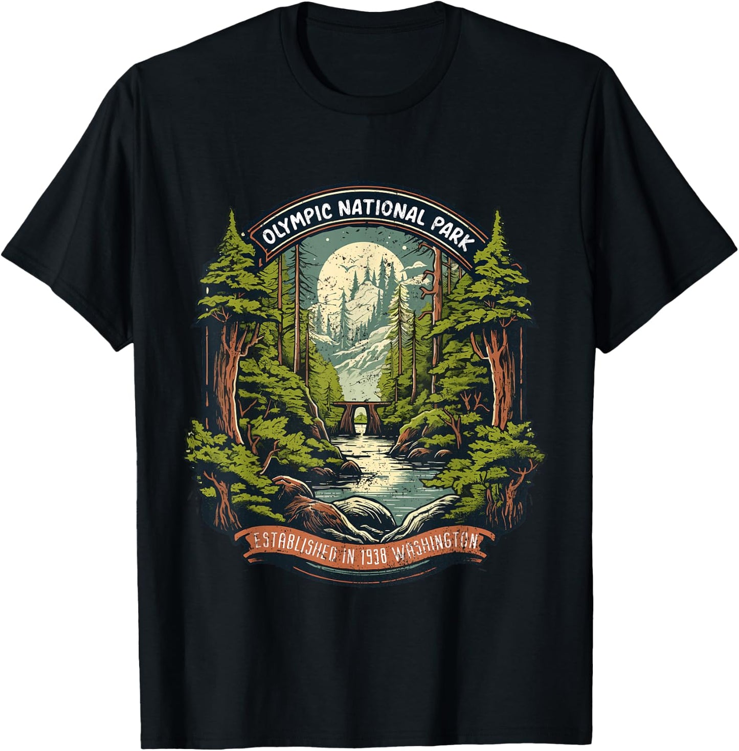 Olympic National Park Mountain Washington National Park T-Shirt - T-Shirt | Black