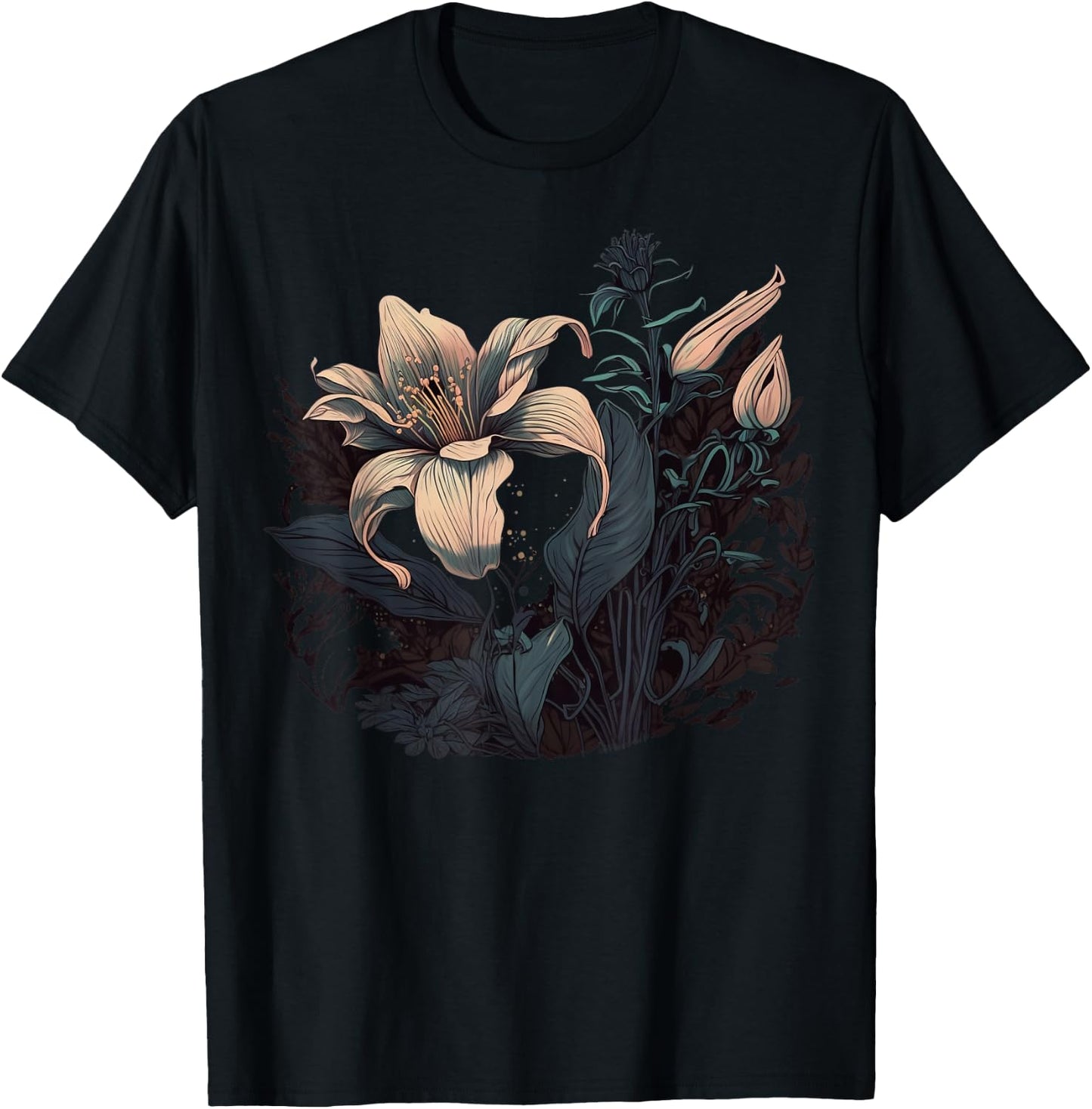 Vintage Lily Flower on Lily T-Shirt - T-Shirt | Black