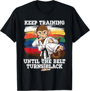 Karate Keep Training Until The Belt Turns Black T-Shirt - T-Shirt | Black