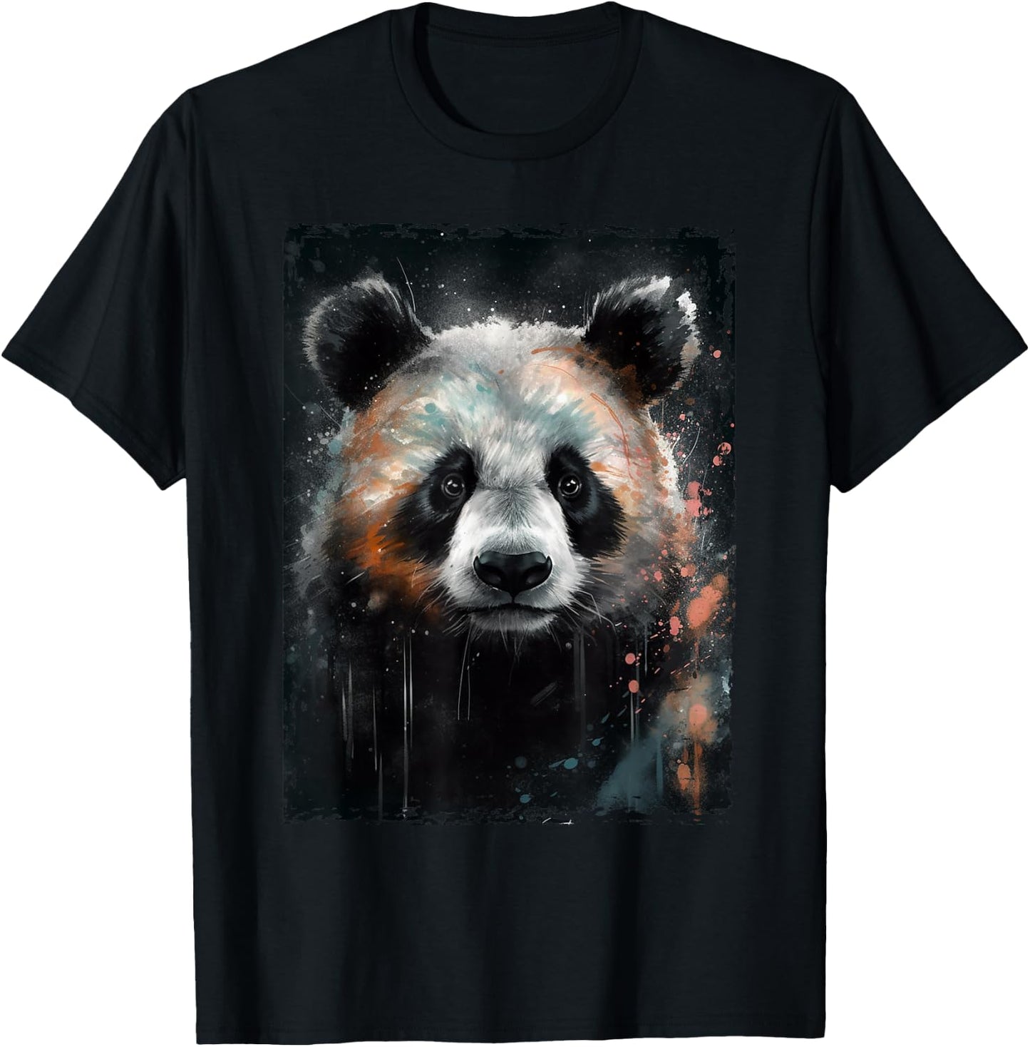 Panda Watercolor Panda Lovers Oil Painting Boys Kids Funny T-Shirt - T-Shirt | Black
