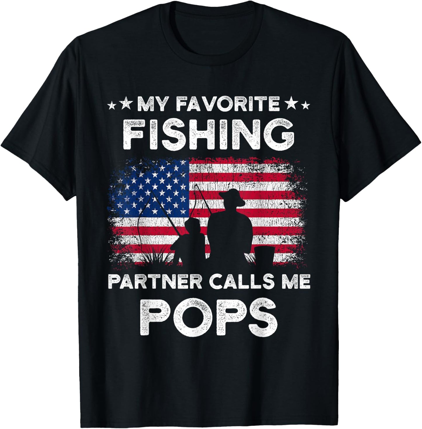 My Favorite Fishing Partner Calls Me Pops Fishing Buddy T-Shirt - T-Shirt | Black