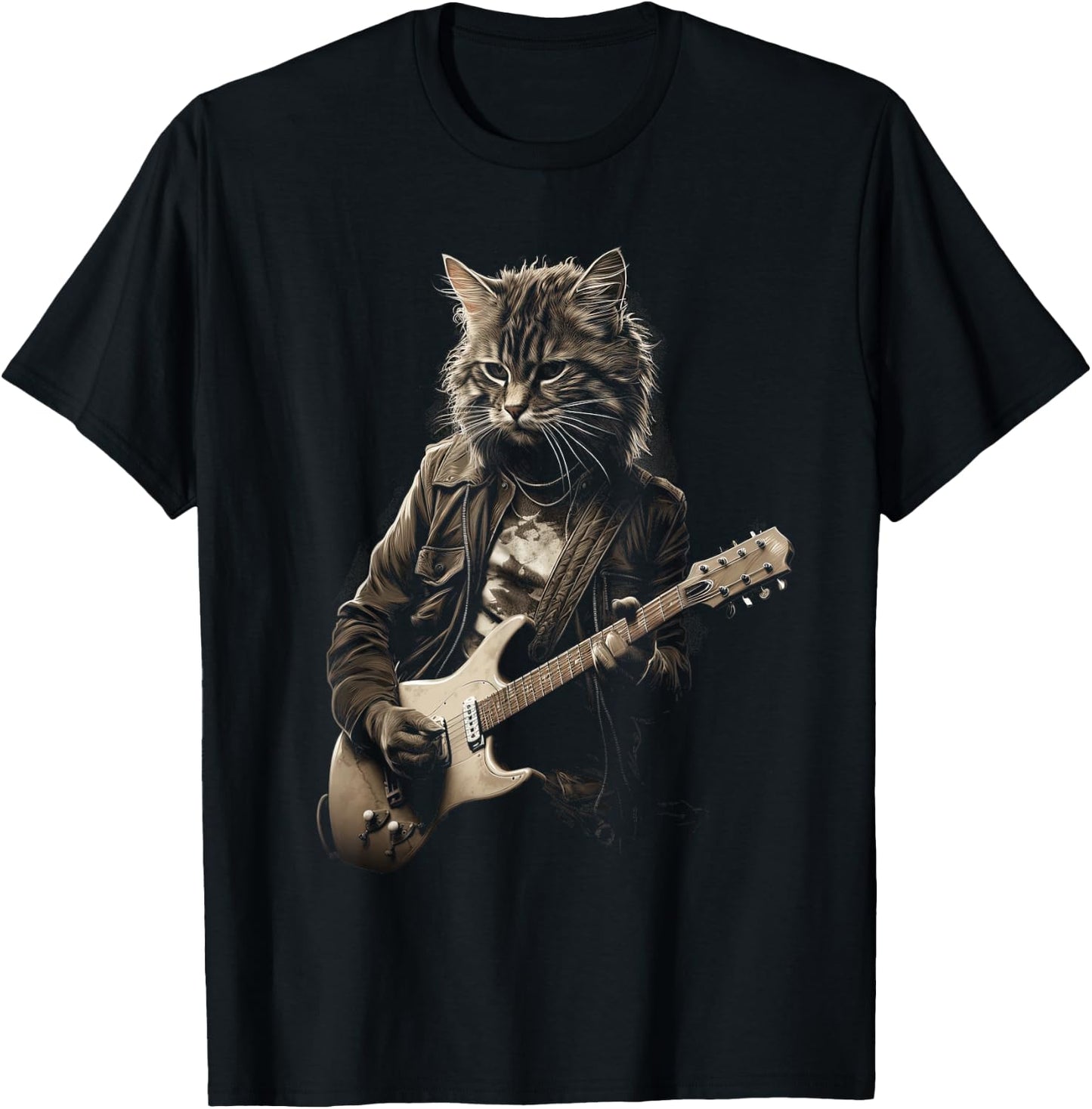 Cat Playing Bass Guitar Guitarist Rocker cool T-Shirt - T-Shirt | Black