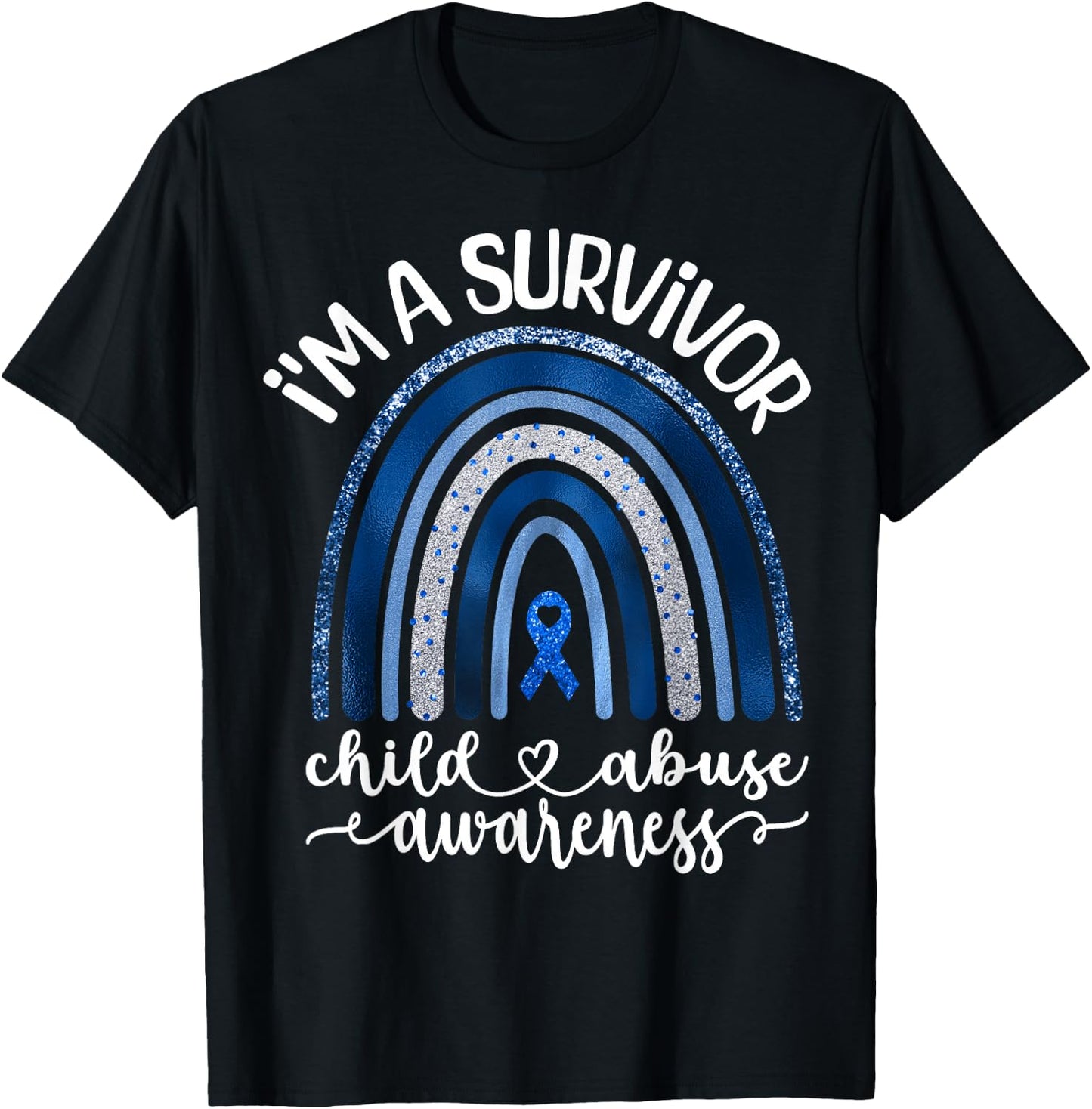 Child Abuse Survivor Child Abuse Prevention Month Rainbow T-Shirt - T-Shirt | Black