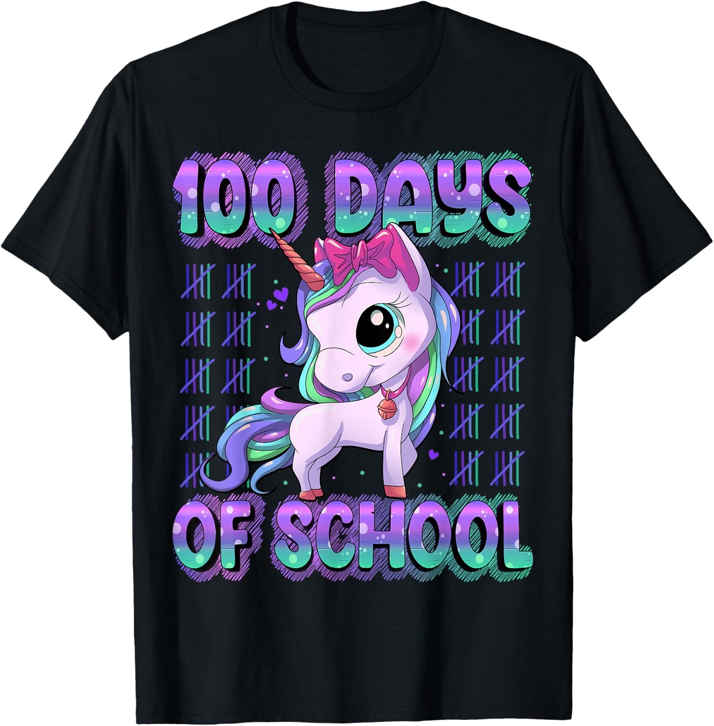 100 Magical Day of School Unicorn Shirts 100 Days Smarter Kids School Shirt Black Short Sleeve Small T-Shirt - T-Shirt | Black