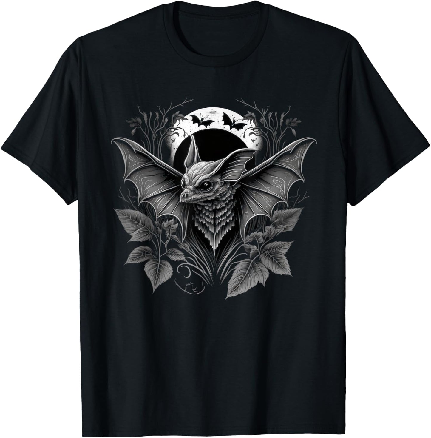 Dark Full Moon Gothic Bat T-Shirt - T-Shirt | Black