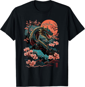 Japanese Aesthetic Dragon japanese art Japan Tattoo T-Shirt - T-Shirt | Black