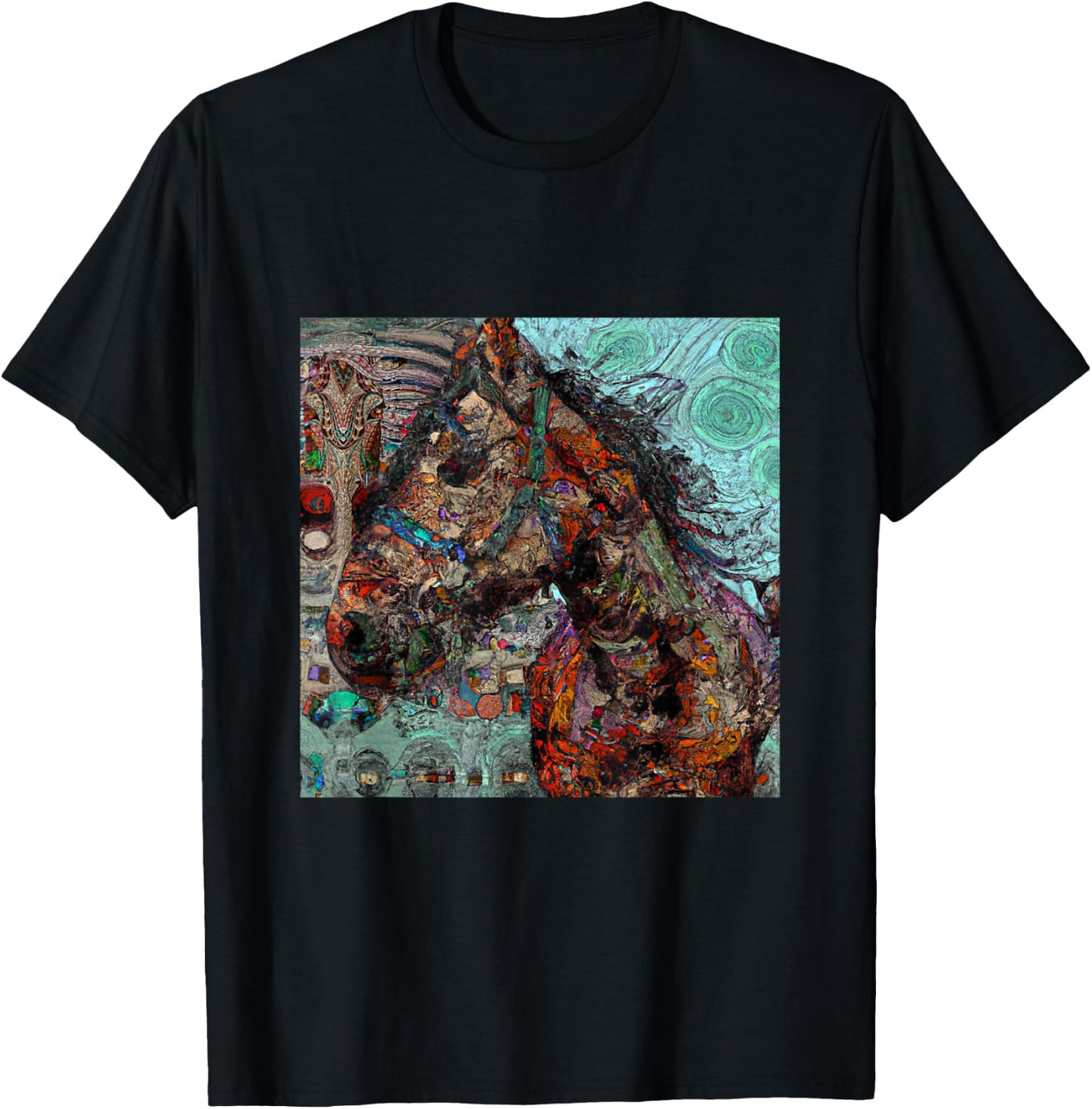 Horse Tribal Abstract Native American Art Design T-Shirt - T-Shirt | Black