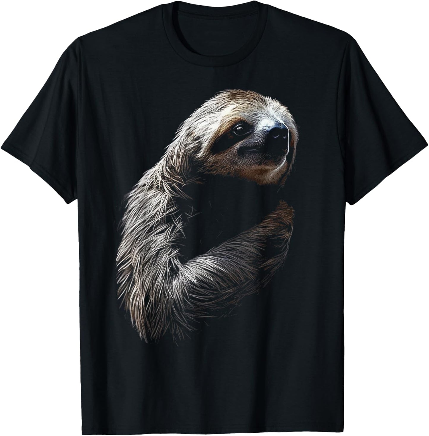 Sloth Portrait Artwork | Animal Motif Sloth T-Shirt - T-Shirt | Black