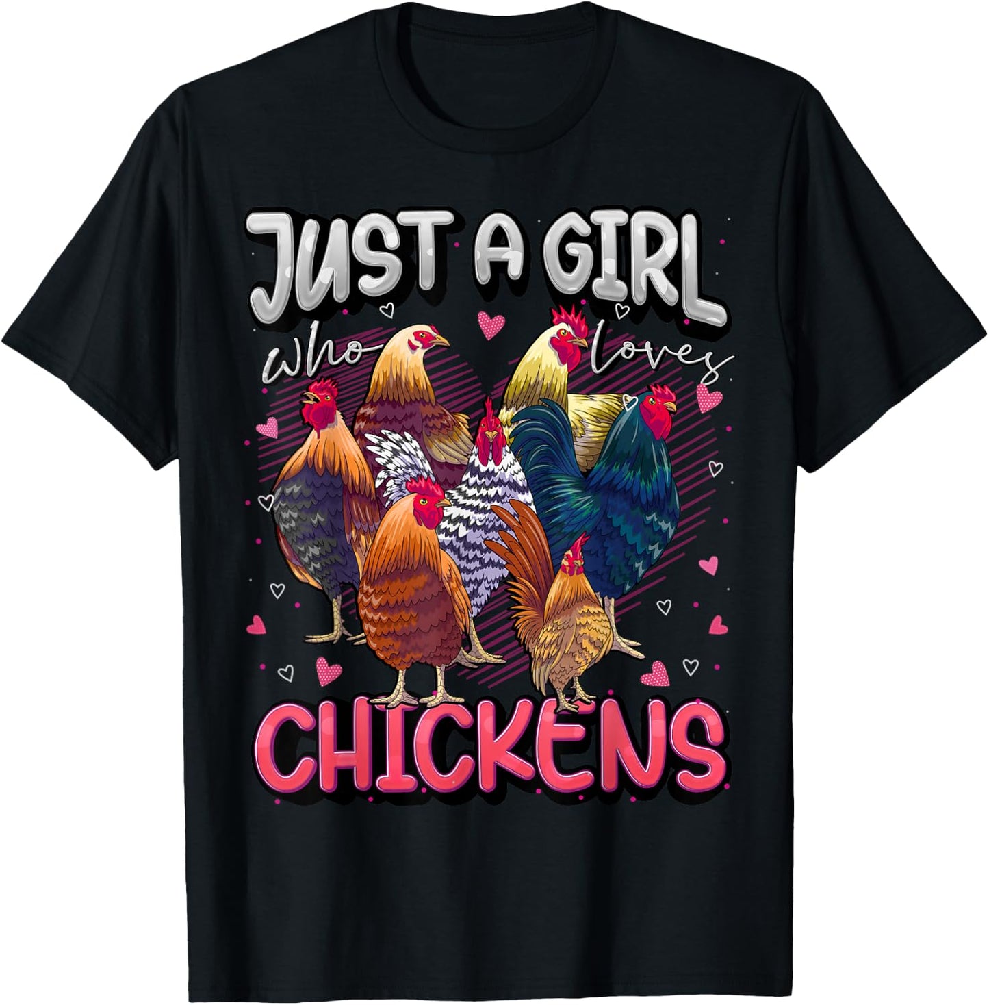 Just A Girl Who Loves Chickens Cute Chicken Lover Farmers T-Shirt - T-Shirt | Black