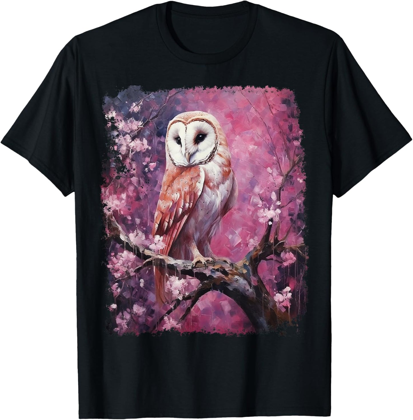 Pop Art Colorful Barn Owl Pink T-Shirt - T-Shirt | Black