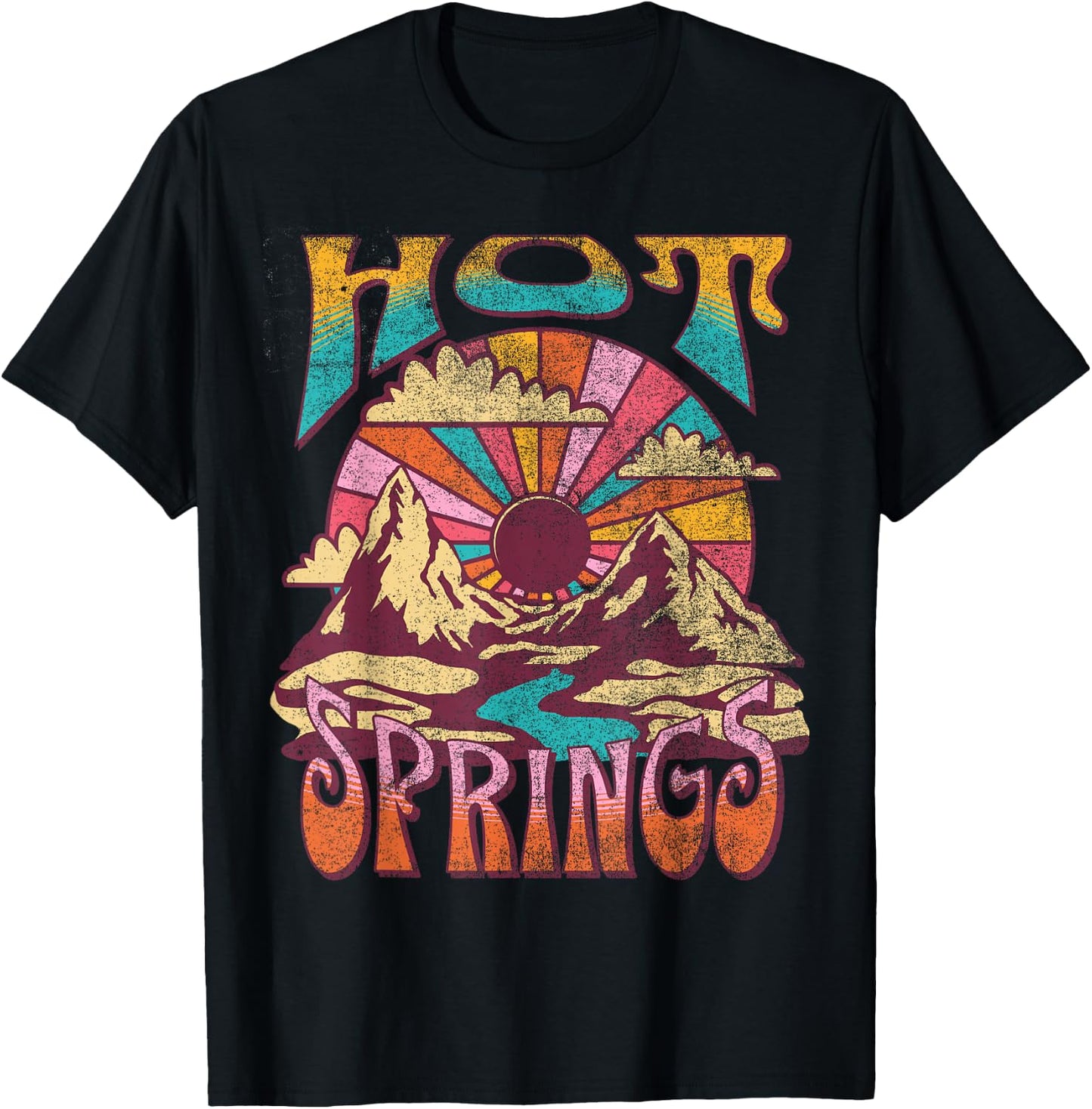 Hot Springs Arkansas Nature Hiking Mountains Outdoors Retro T-Shirt - T-Shirt | Black