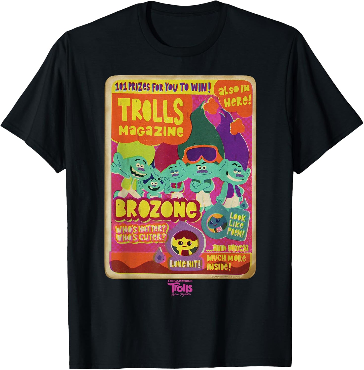 DreamWorks Trolls Band Together Brozone Magazine Cover T-Shirt - T-Shirt | Black