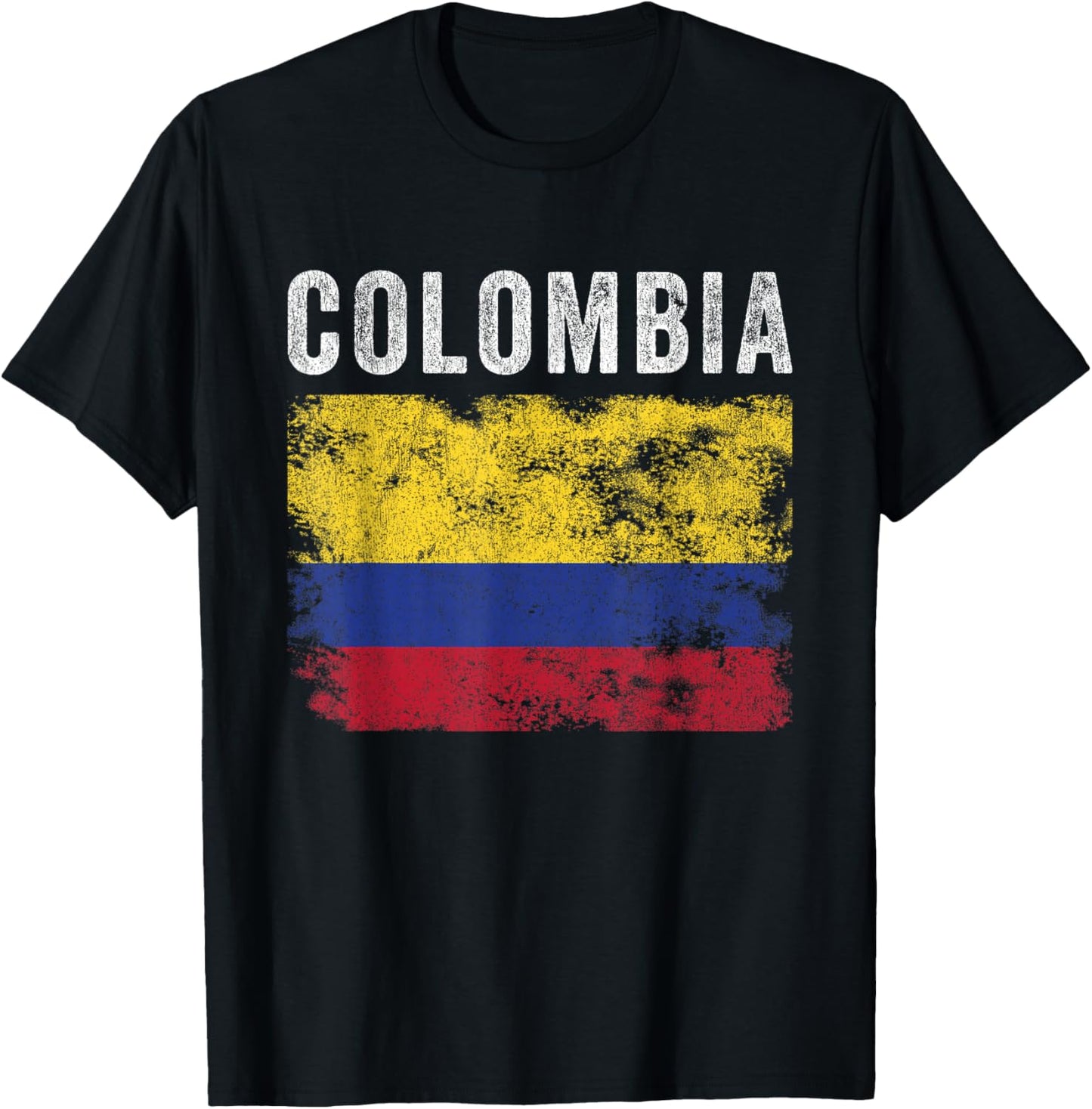Colombia Flag Distressed - Men Women Kids - Colombian Flag T-Shirt - T-Shirt | Black