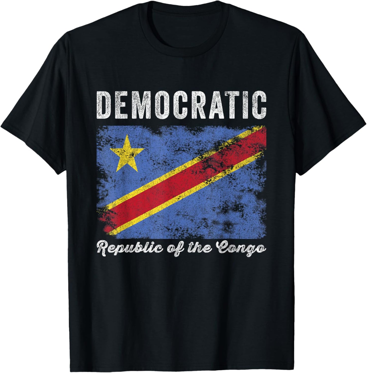 Democratic Republic of the Congo Flag Distressed T-Shirt - T-Shirt | Black