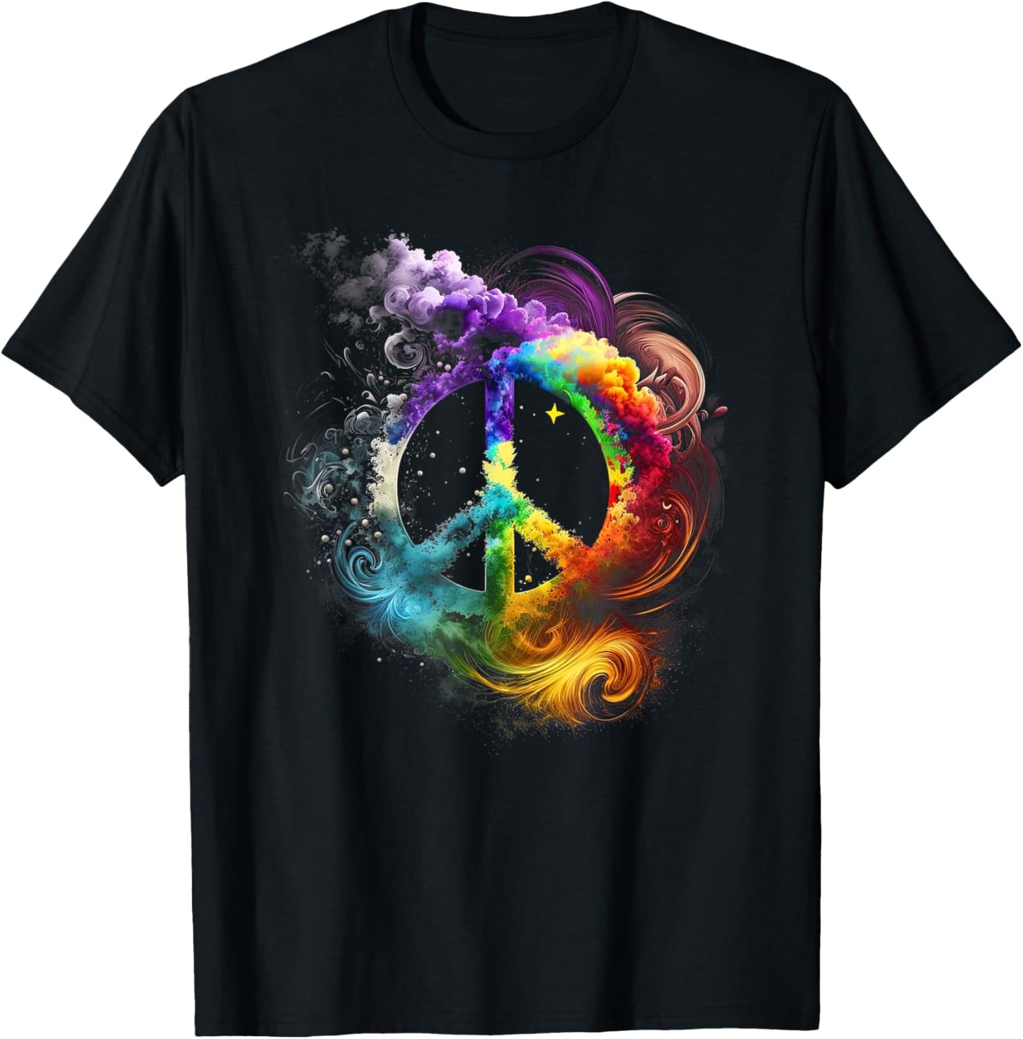 Peace sign of freedom hippie flower child space science T-Shirt - T-Shirt | Black