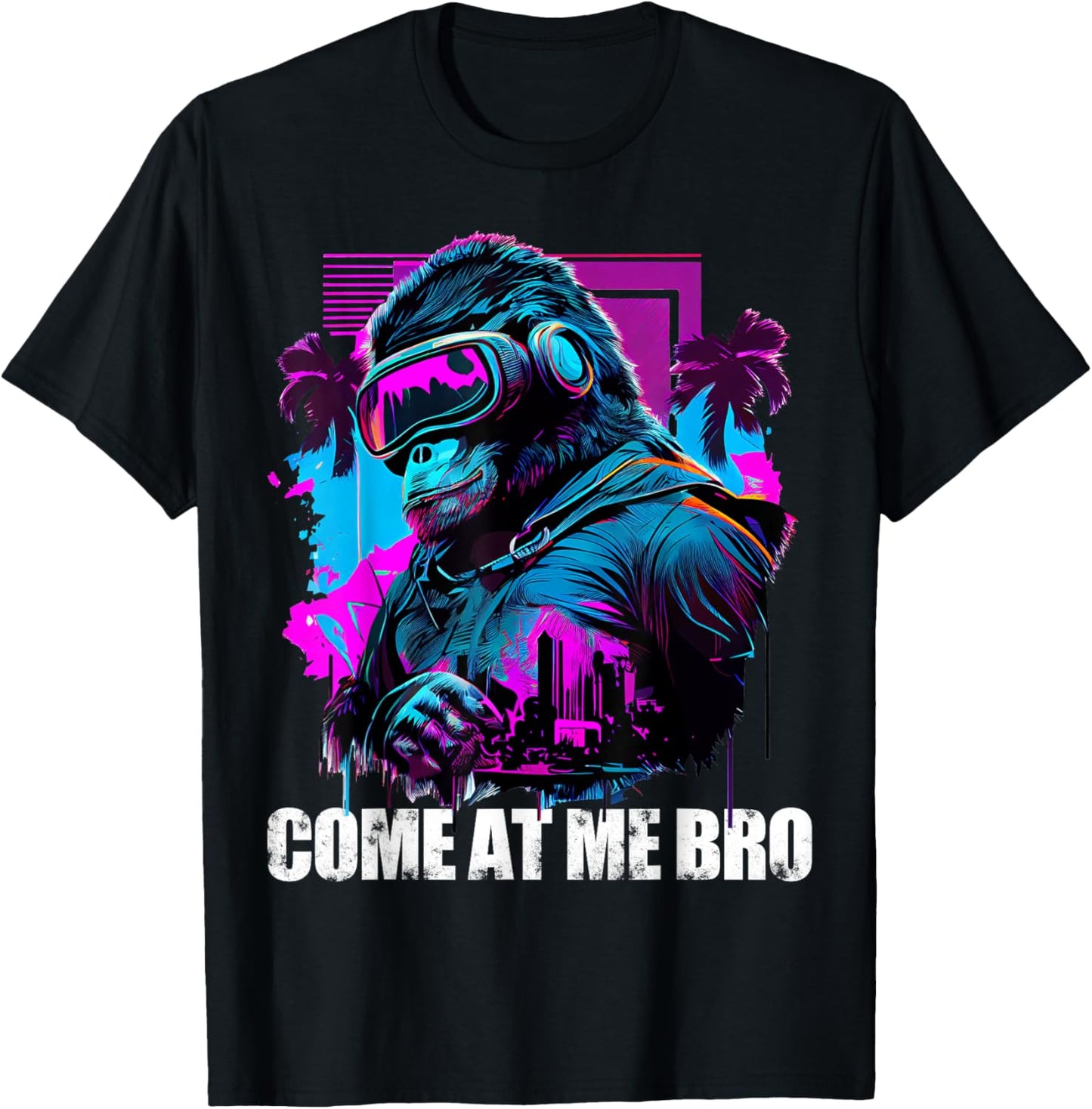 Come At Me Bro Funny Gorilla Monkey VR Gamer Virtual Reality T-Shirt - T-Shirt | Black