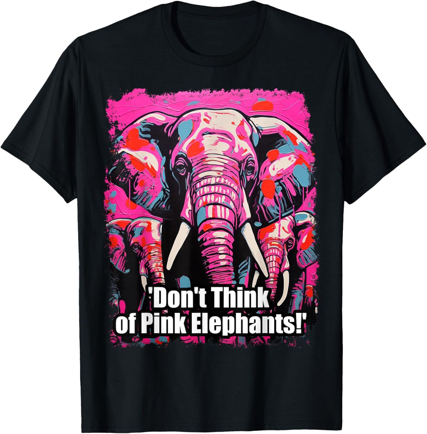 Pink Elelphant Paradox Psychology T-Shirt - T-Shirt | Black