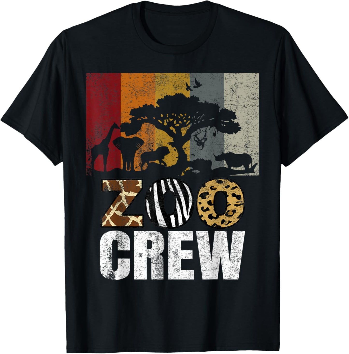 Retro Zoo Crew Safari Wildlife Family Zoo Day Trip Matching T-Shirt - T-Shirt | Black