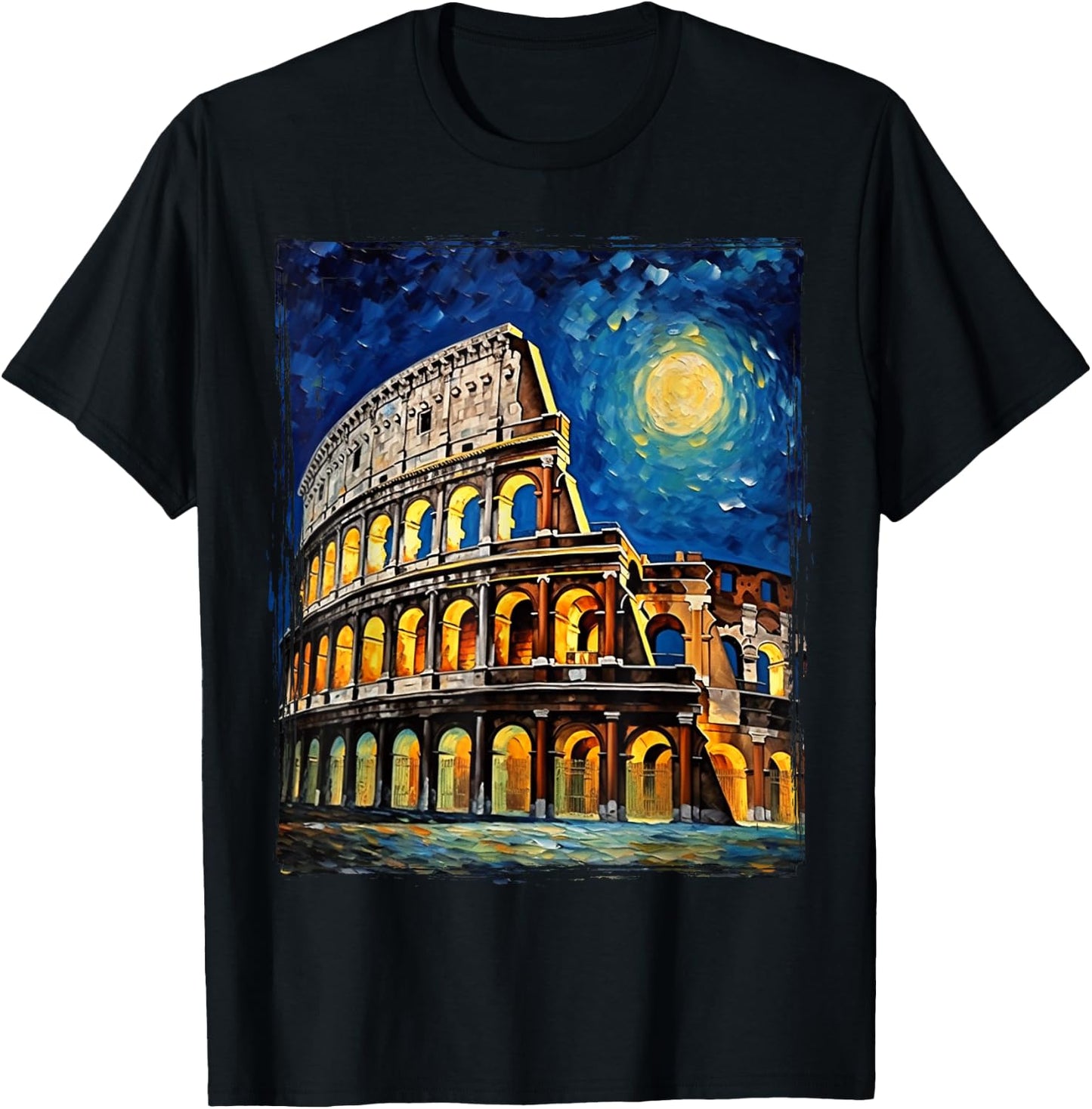 Roma Italia Colosseum Souvenirs, Rome Italy Van Gogh T-Shirt - T-Shirt | Black