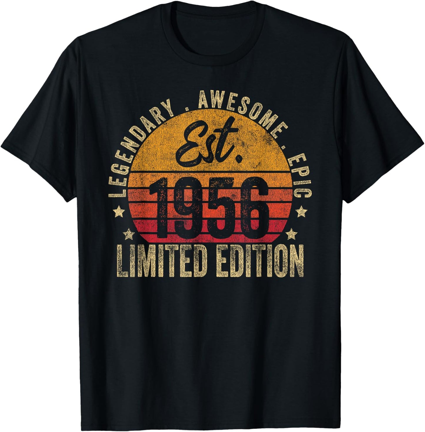 67th Birthday Vintage 67 Year Old Est 1956 Limited Edition T-Shirt - T-Shirt | Black