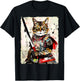 Vintage samurai cat Japanese ninja urban art graphic Men Women Girls Kids T-Shirt - T-Shirt | Black