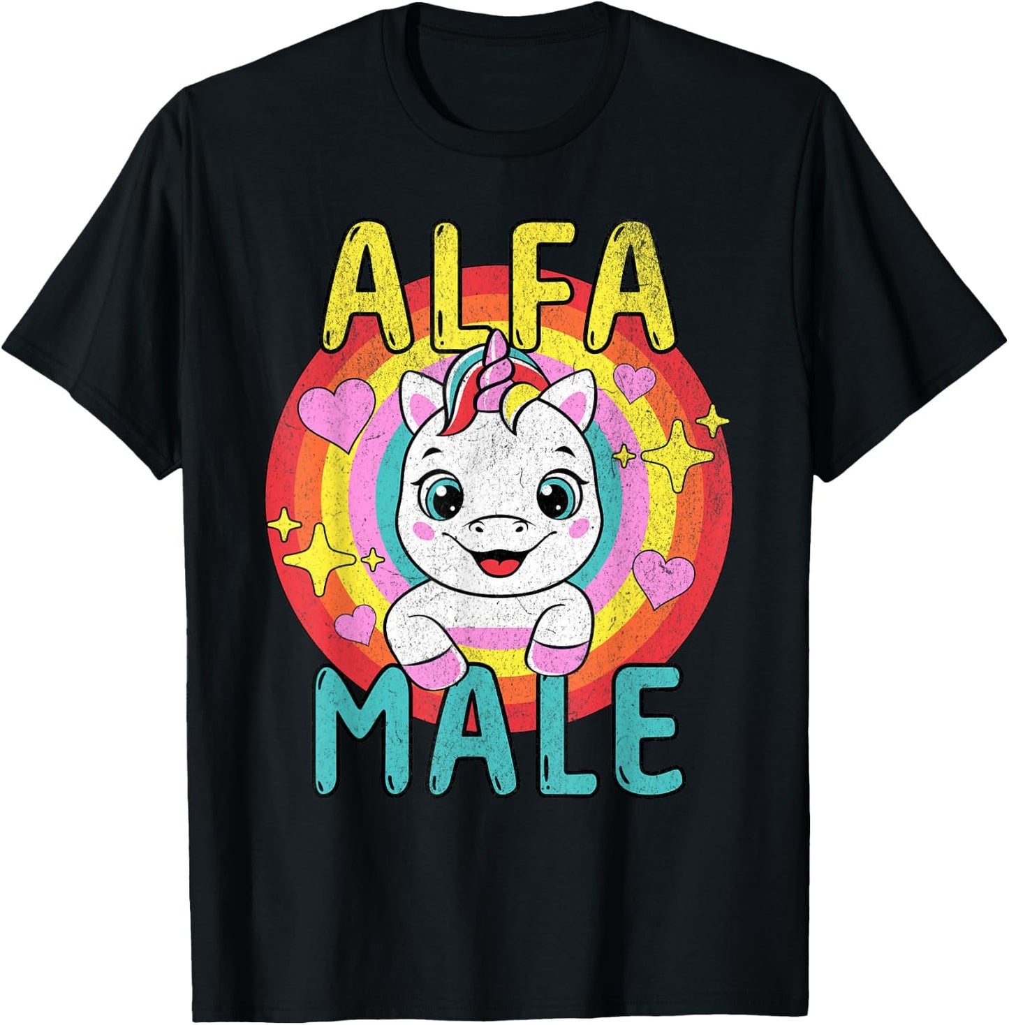 Unicorn Alpha Male Sarcastic Humor Rainbow Embarrassing T-Shirt - T-Shirt | Black