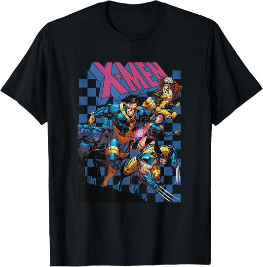 Marvel X-Men Classic Team Lineup Charging Into Battle Retro T-Shirt - T-Shirt | Black