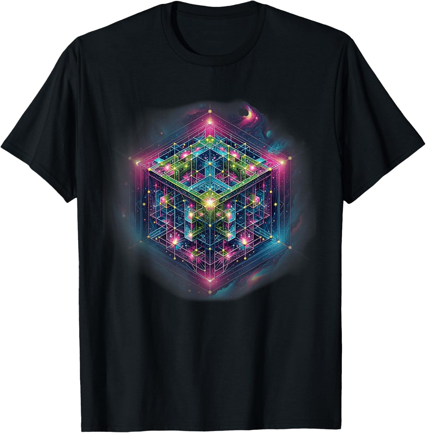 Sacred Geometry Flower of Life Metatron's Cube T-Shirt - T-Shirt | Black