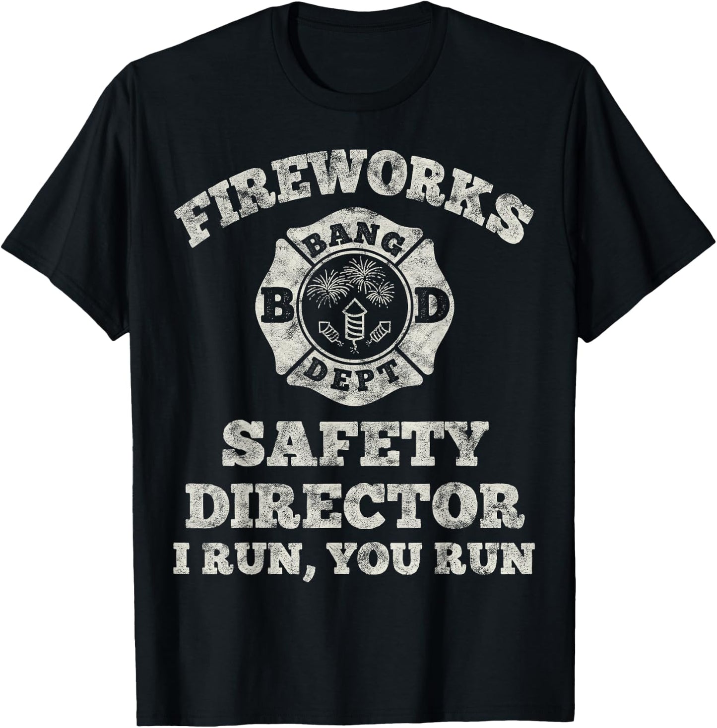 Funny Fireworks Safety Director Firefighter America Red Pyro T-Shirt - T-Shirt | Black