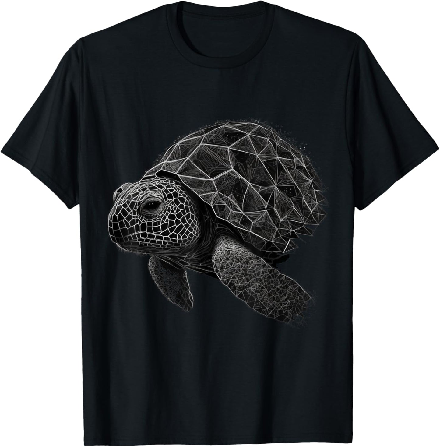 Turtle Geometric Art Polygon Animal T-Shirt - T-Shirt | Black