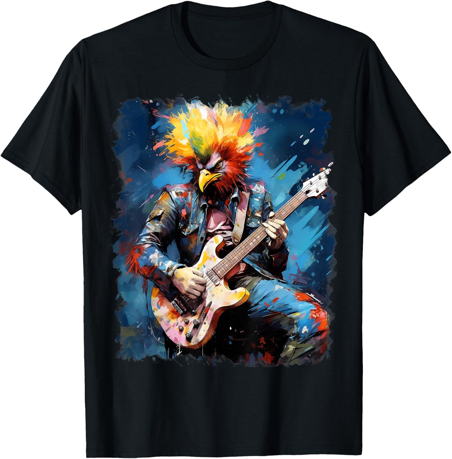 Rock Guitar Chicken Guitarist T-Shirt - T-Shirt | Black