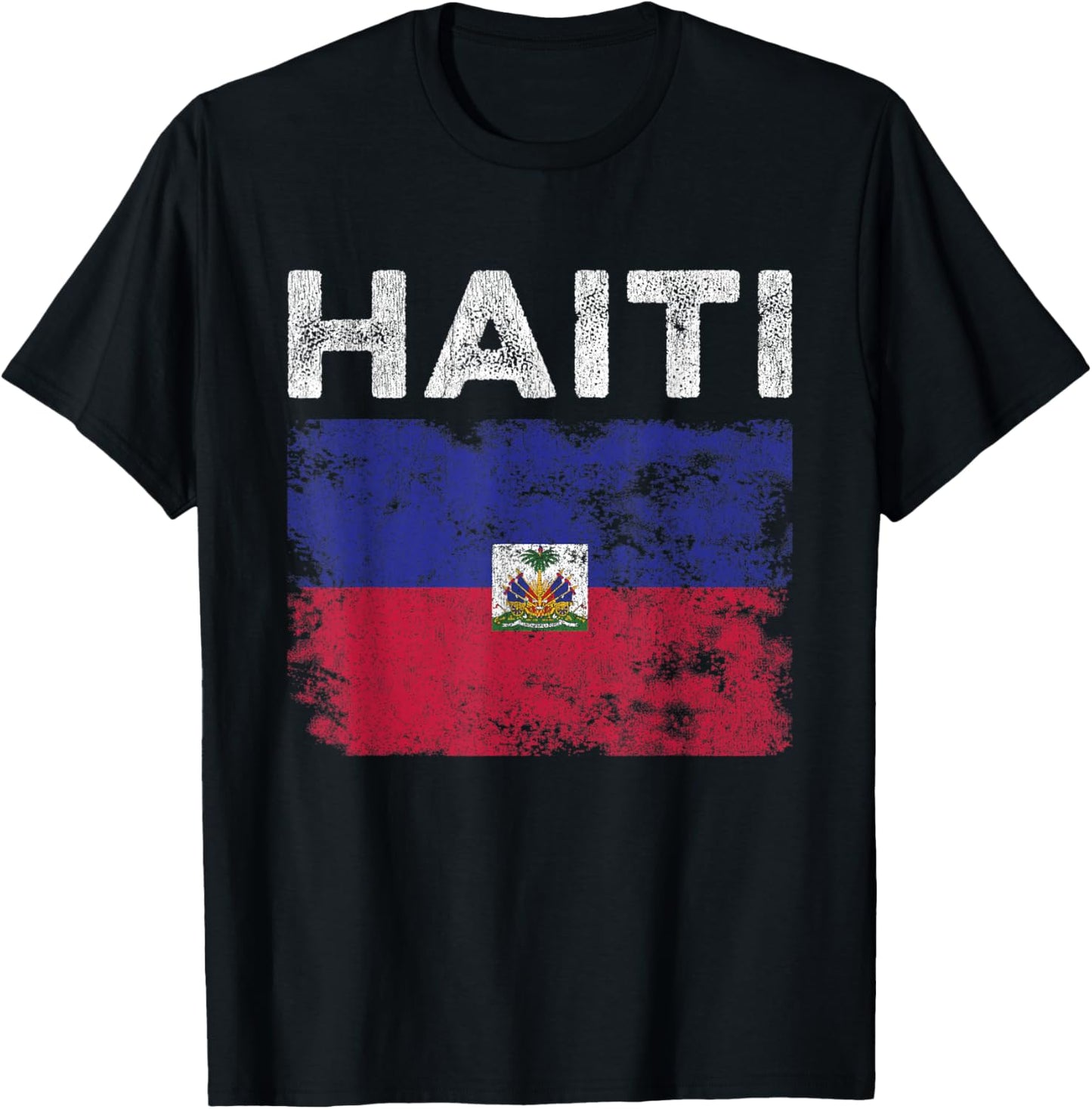 Haiti Flag Distressed - Men Women Kids - Haitian Flag T-Shirt - T-Shirt | Black