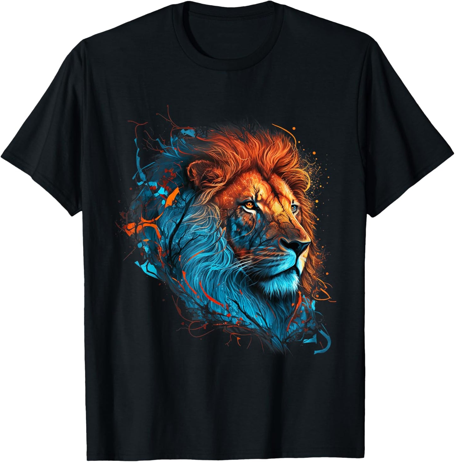 Roaring Colors - Lion Graphic Design with a Vibrant Twist Small T-Shirt - T-Shirt | Black
