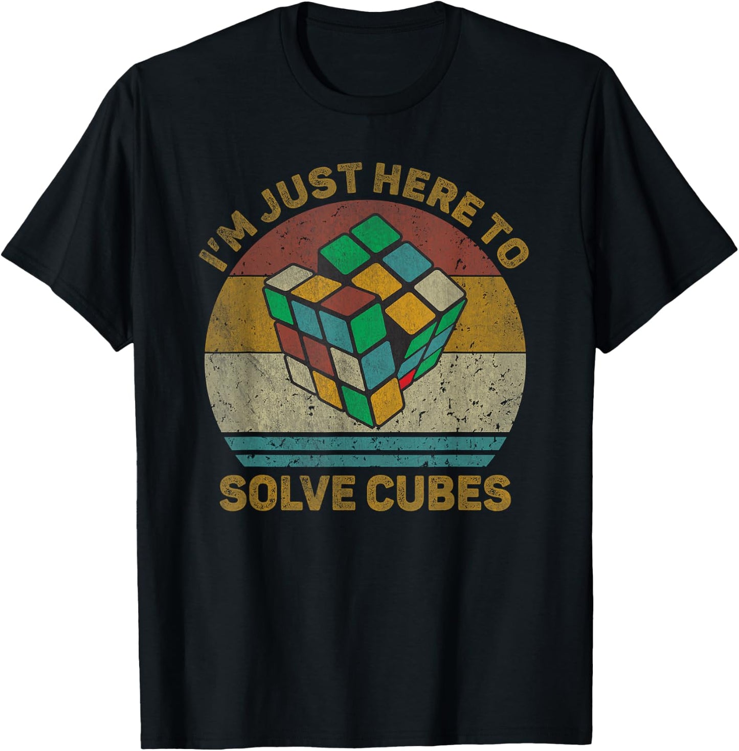 I'm Just Here To Solve Cubes Vintage Math Speedcubing Lovers T-Shirt - T-Shirt | Black