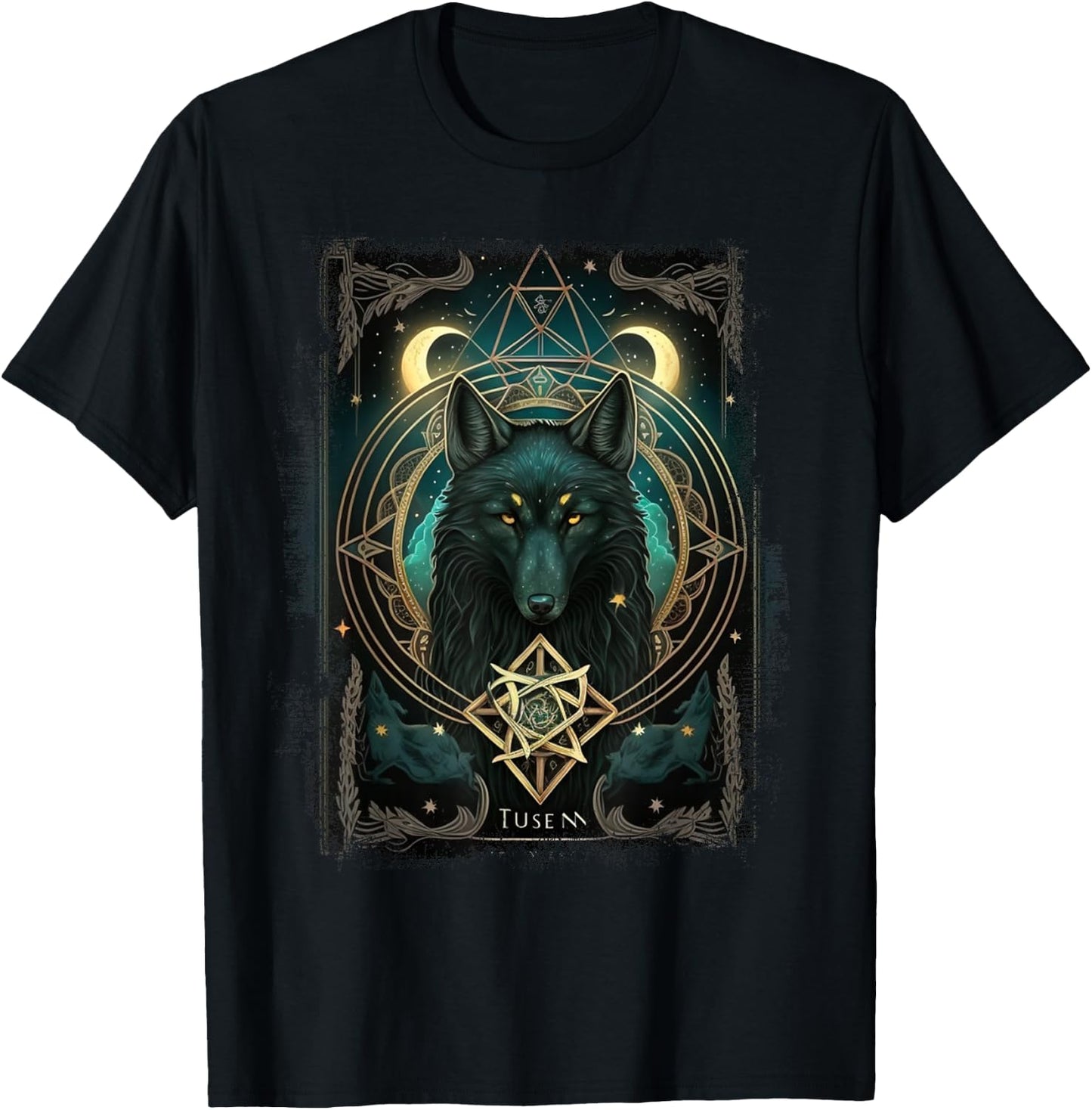 Occult Tarot Card, Gothic Wolf, Goth Dark Witchcraft T-Shirt - T-Shirt | Black