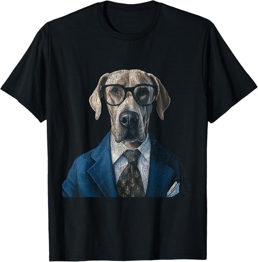 A Dog Wearing Glasses and a Suit Graphic For Pet Owner Women Kids T-Shirt - T-Shirt | Black