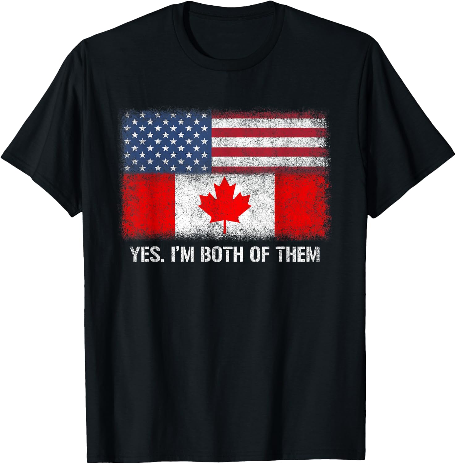 Usa Canada Canadian American Flag Dual Citizen Citizenship T-Shirt - T-Shirt | Black