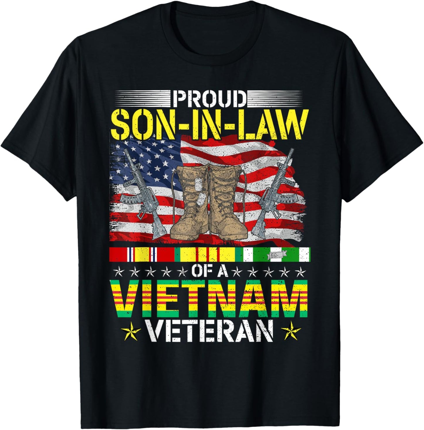 Vintage Proud Son-In-Law Of A Vietnam Veteran T-Shirt - T-Shirt | Black