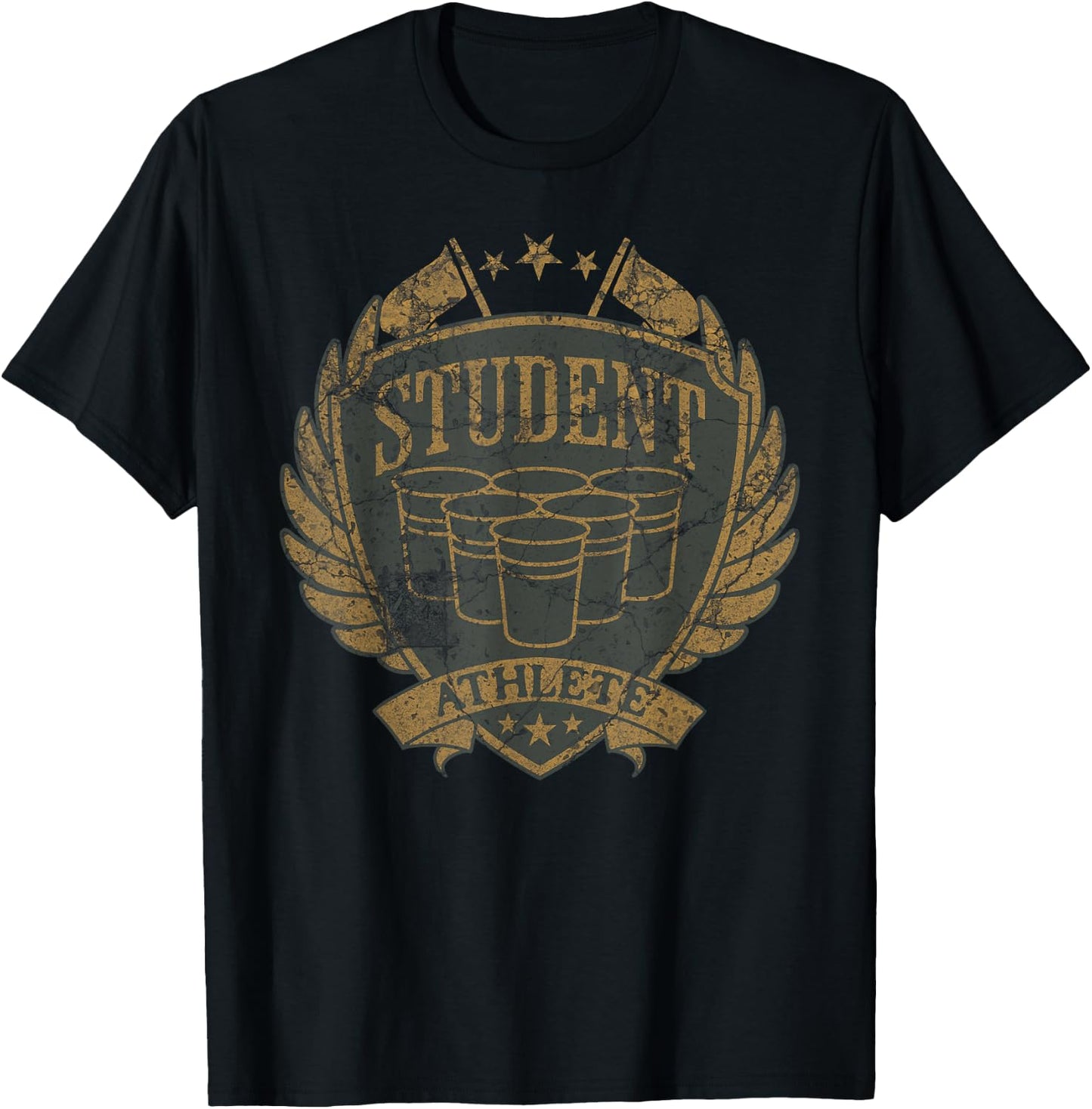 Beer Pong Student Athlete Sarcastic College Humor T-Shirt - T-Shirt | Black