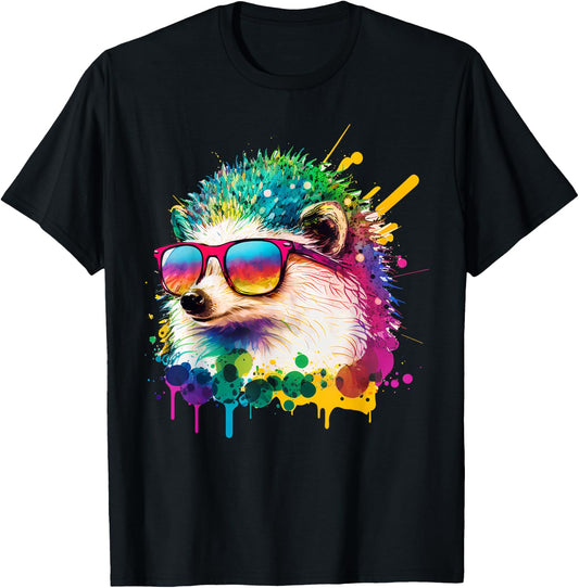 Cute Hedgehog Lover Animal on Hedgehog T-Shirt - T-Shirt | Black