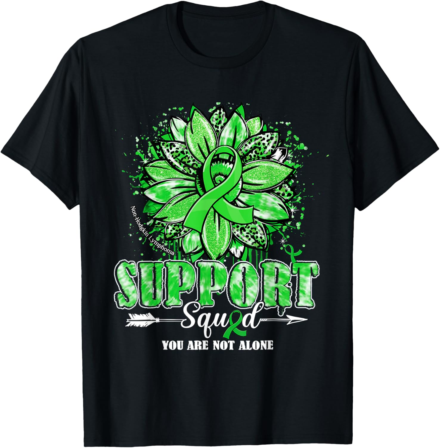 Sunflower Support Squad Non-Hodgkin Lymphoma Awareness Gifts T-Shirt - T-Shirt | Black